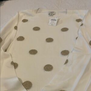 NWT: j crew factory gold polka dot teddie sweater